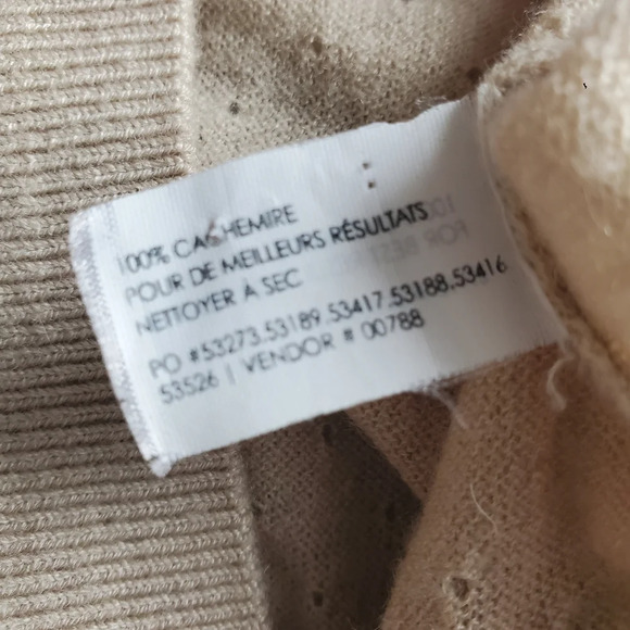 Club Monaco 100% Cashmere Oatmeal Cream Cardigan with 3/4 sleeves women's size S - Picture 9 of 12